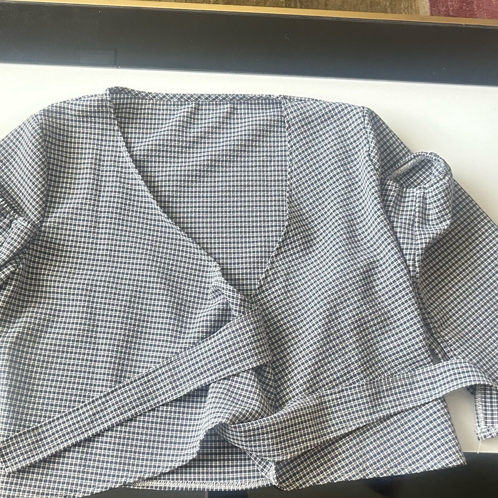 Elegant Black and White Gingham Blouse